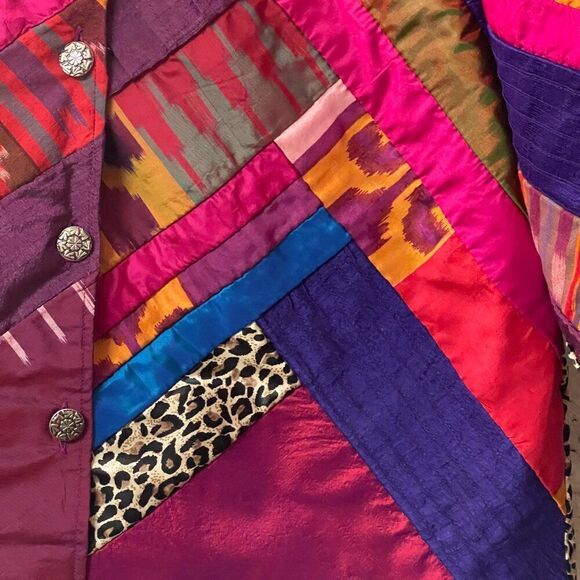 Sandy Starkman Patchwork Quilt Blazer SIlk Blend Jacket Plus Suze Curvy 1X - Picture 3 of 7